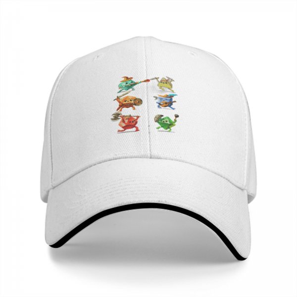 Black baseball cap with fantasy dice warrior characters print