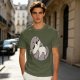 Olive Green T-Shirt with Cute Sleeping Otter Graphic