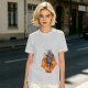 Olive T-Shirt With Cartoon Goat On Flames And Skulls Print