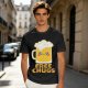 Olive Green T-Shirt With Cute Kawaii Beer Mug Free Chugs Print