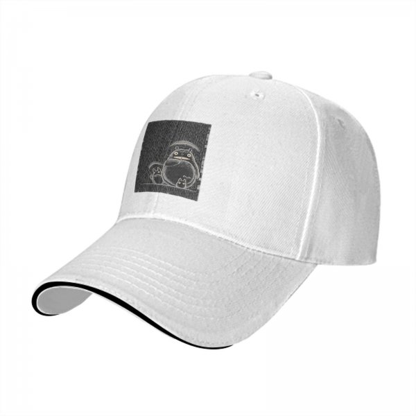 Black Baseball Cap With Totoro Family Line Art Print