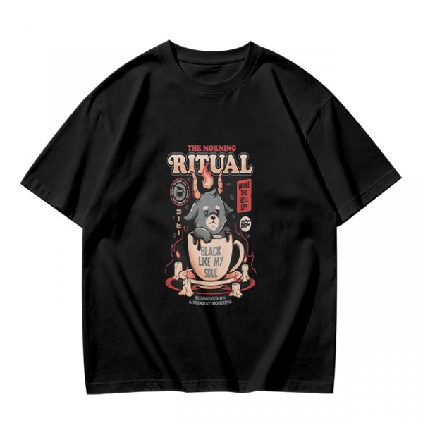 Olive Graphic Tee With Morning Ritual Devil Dog Coffee Print