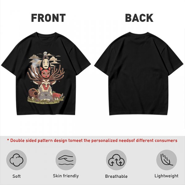Studio Ghibli Spirited Away Princess Mononoke Totoro Character T-Shirt Art