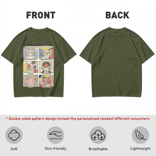 Art History Cat Themed Graphic T-Shirt Print Design