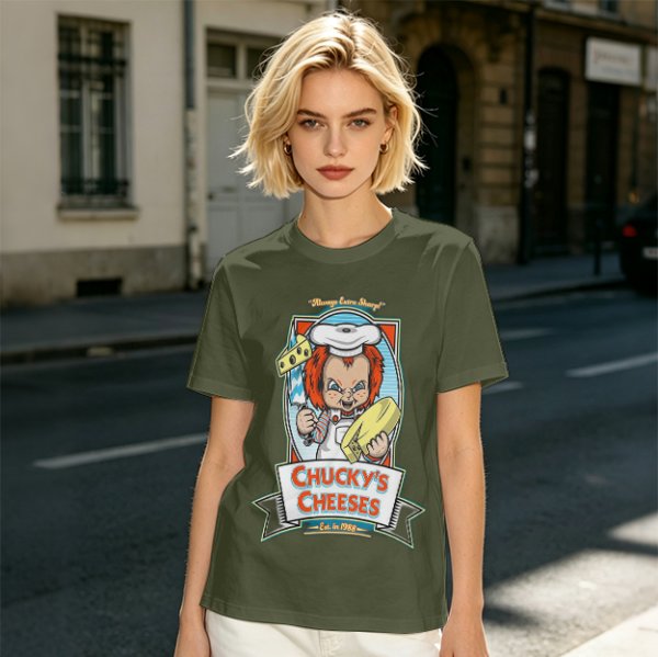 Chucky's Cheeses Horror Themed Graphic T-Shirt