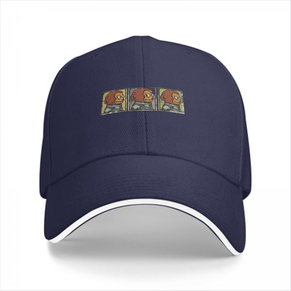 Black baseball cap with three panel monkey character print
