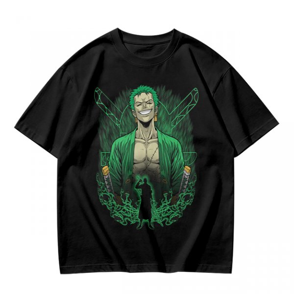 One Piece Roronoa Zoro Graphic Print Olive T-Shirt