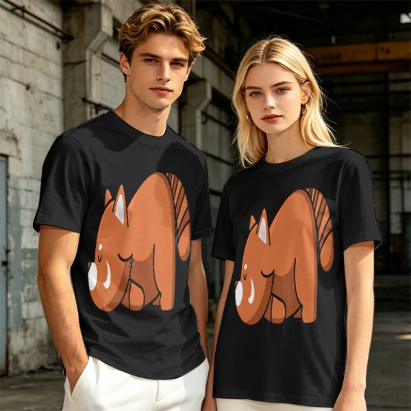 Olive Green T-Shirt With Cute Sleeping Red Panda Graphic