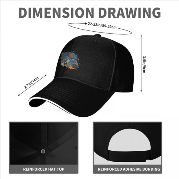 Black Baseball Cap With Fantasy Dice Splash Art Design