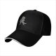 Black Baseball Cap With Dinosaur Musician Graphic Print