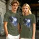 Olive Green Alien Moon Reaching Graphic T-Shirt