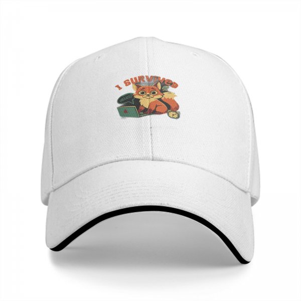 I Survived Stressed Fox Working On Laptop Graphic Baseball Cap