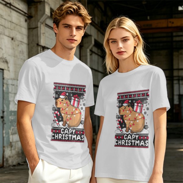 Capy Christmas Ugly Christmas Sweater Style T-Shirt