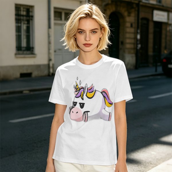 Olive T-Shirt With Grumpy Unicorn Graphic Print