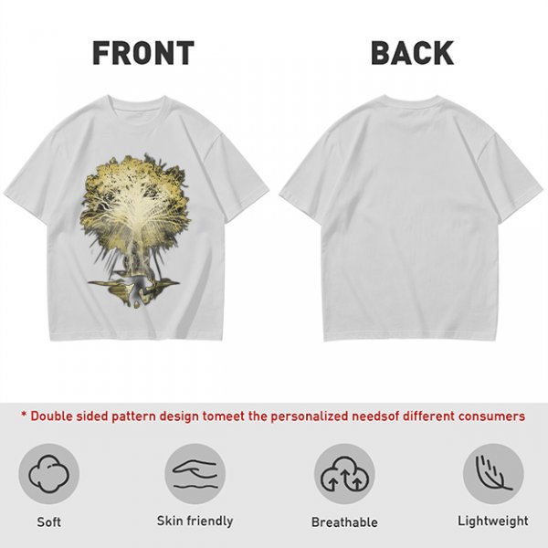Olive Green T-Shirt With Glowing Tree Reflection Art