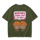 Olive t-shirt with cute muffin graphic and playful text design