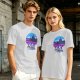 Olive T-shirt with Anor Londo Synthwave Castle Print