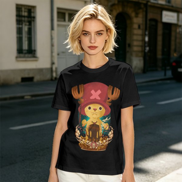 Olive T-shirt with Tony Tony Chopper Graphic Print
