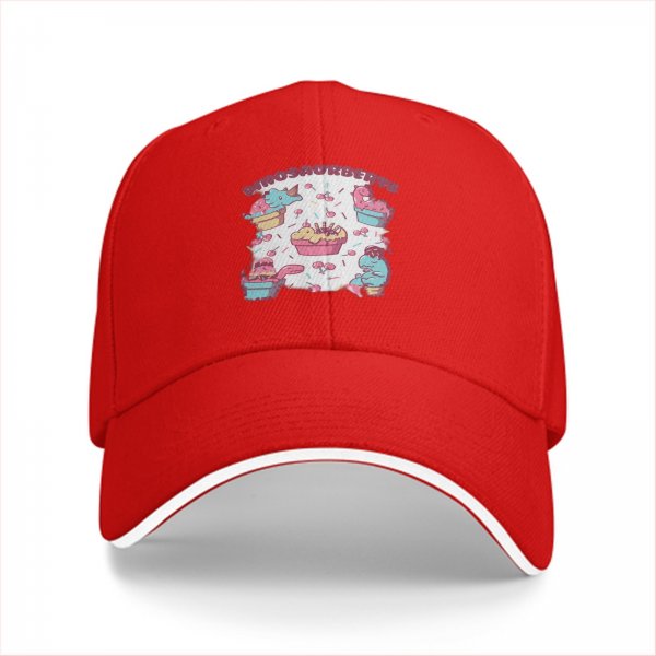 Black baseball cap with cute dinosaur dessert graphic print