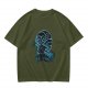 Olive T-shirt with Anime Water Bender Warrior Graphic Print