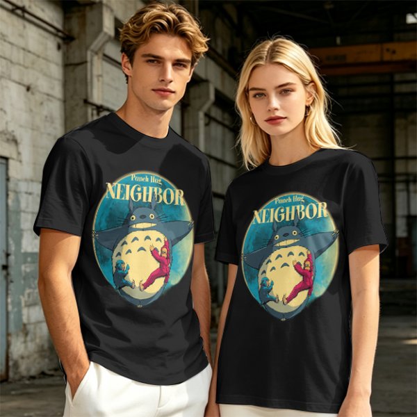 Olive T-shirt with Totoro Neighbor Graphic Print