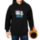 Black Hoodie With Cute Painting Cat Art Print Design