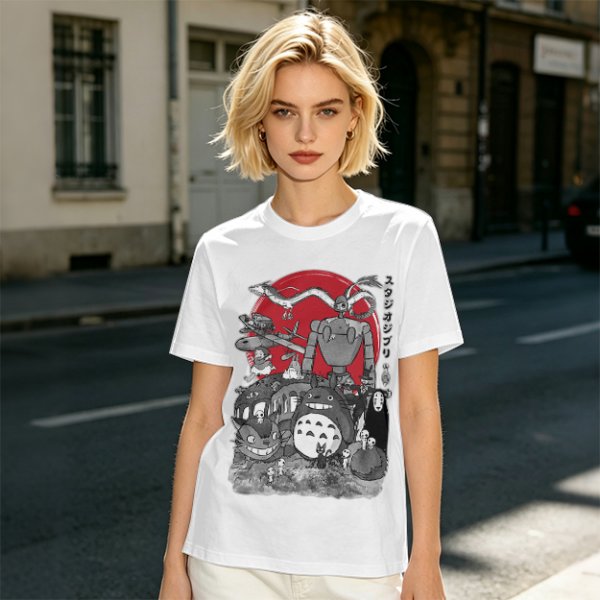 Studio Ghibli Characters Graphic Olive T-Shirt