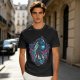 Olive T-Shirt with Gothic Corpse Bride Skull Candle Rose Print