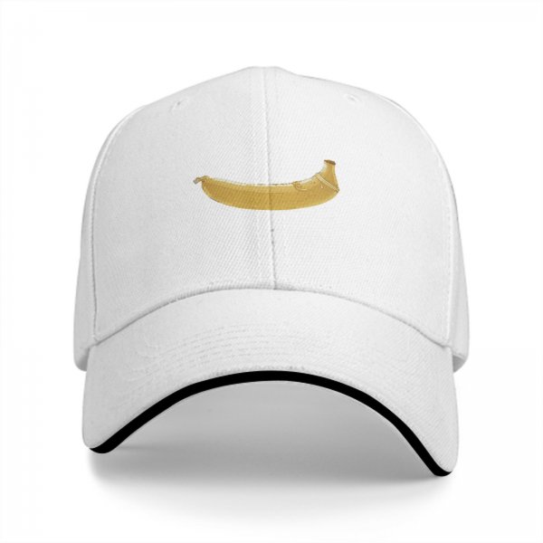 Black Baseball Cap With Banana Graphic Print