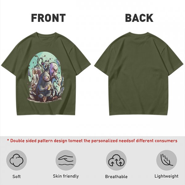 Olive T-Shirt With Magical Creature Group Art Print