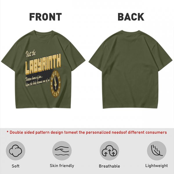 Visit the Labyrinth Themed Graphic Tee with Clock Design