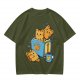 Olive T-Shirt With Cute Cat Toast Toaster Breakfast Art