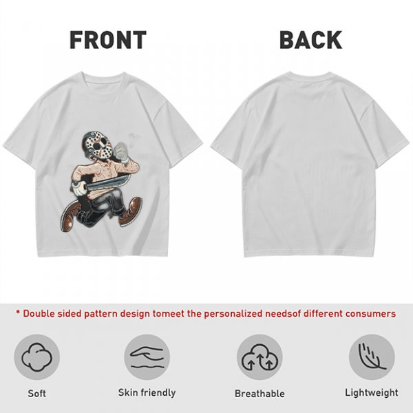 Olive T-Shirt with Cartoon Jason Voorhees Graphic Print