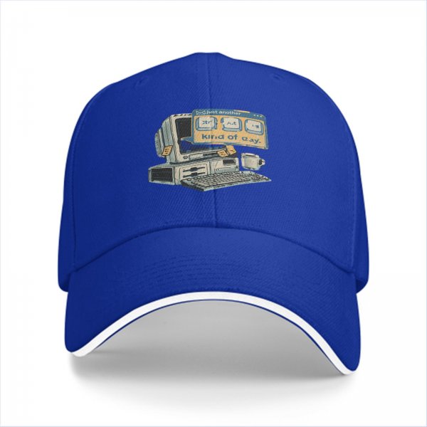 Black baseball cap with retro computer 'just another kind of day' print