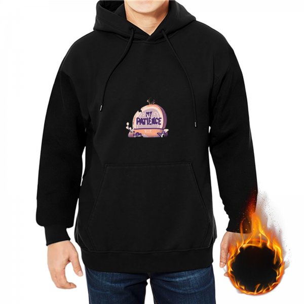 Black Hoodie With 'My Patience' Graphic Print Design