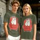 Olive T-Shirt with Cute Ghosts on Red Armchair Graphic