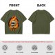 Olive T-Shirt With Roast In Peace Flaming Skull Graphic