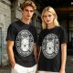 Olive t-shirt with 'Embrace the Existential Dread' screaming cat graphic