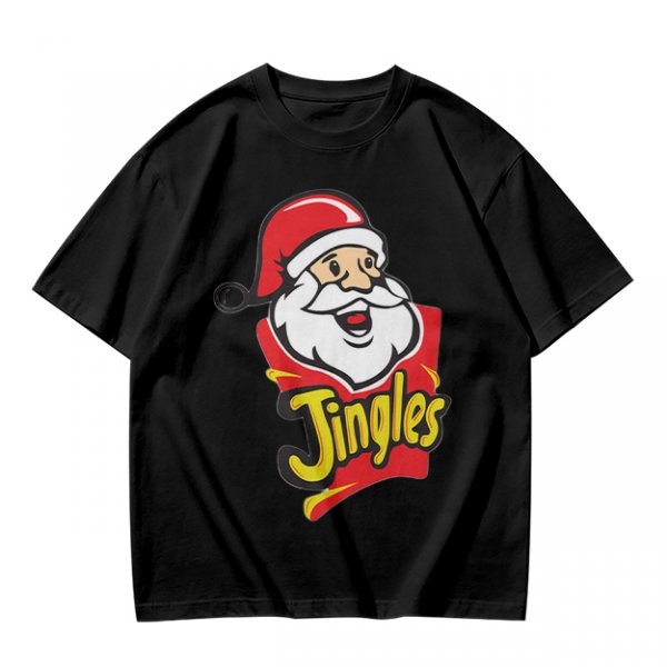 Olive T-Shirt with Santa Claus Jingles Christmas Print
