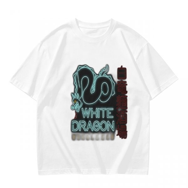 Olive T-Shirt With Neon White Dragon Graphic Print