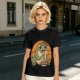 Olive Green T-Shirt Featuring a Frog Eating Spaghetti Graphic
