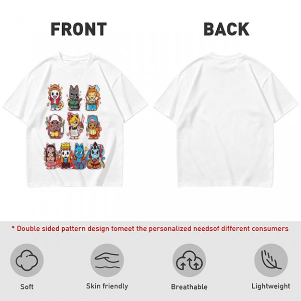 Olive T-Shirt With Cute Anime Cat Character Print