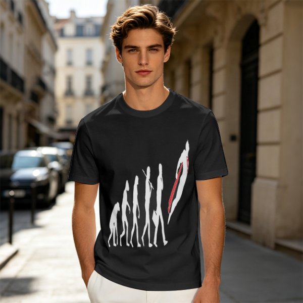 Olive T-Shirt With Evolutionary Human Silhouette Print