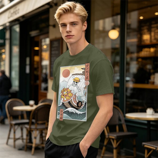 One Piece Thousand Sunny Pirate Ship Ukiyo-e Style Graphic T-Shirt
