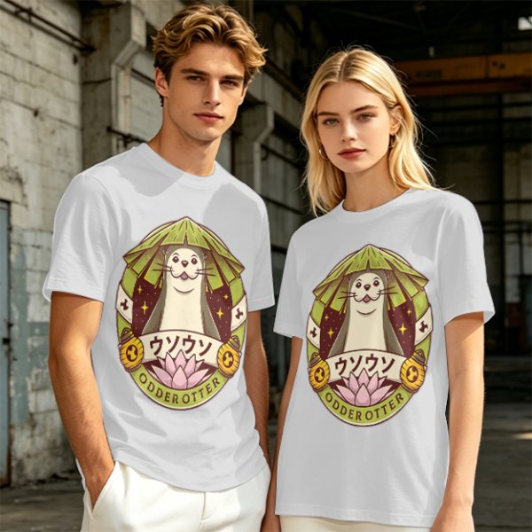 Otter with Straw Hat Graphic Tee Design