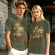 Olive T-Shirt with Fantasy Character Group Graphic Print