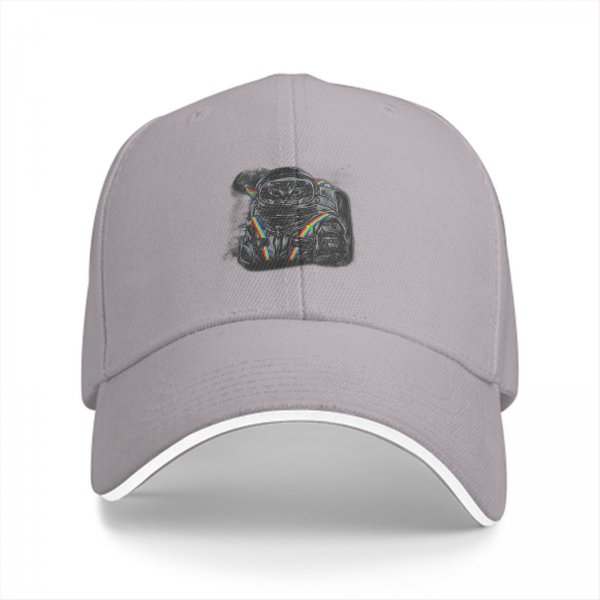 Black Baseball Cap With Astronaut Rainbow Graphic Print