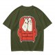 Olive T-Shirt with Cute Ghosts on Red Armchair Graphic