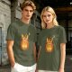 Olive T-Shirt With Cute Pumpkin Creature And Moon Star Print