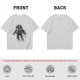 Olive T-Shirt with Floating Astronaut Graphic Print